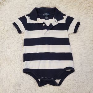Ralph Lauren Navy and White Striped Baby Bodysuit